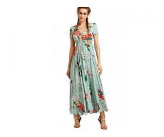 Milumia Women's Button Up Split Floral Print Flowy Party Maxi Dress - 2